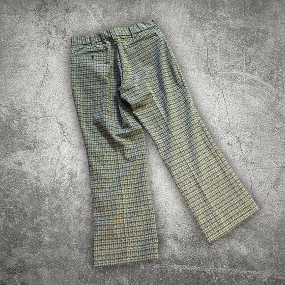Vintage 1970s  Polyester Houndstooth Cropped Pants | Large - Picture 4 of 12